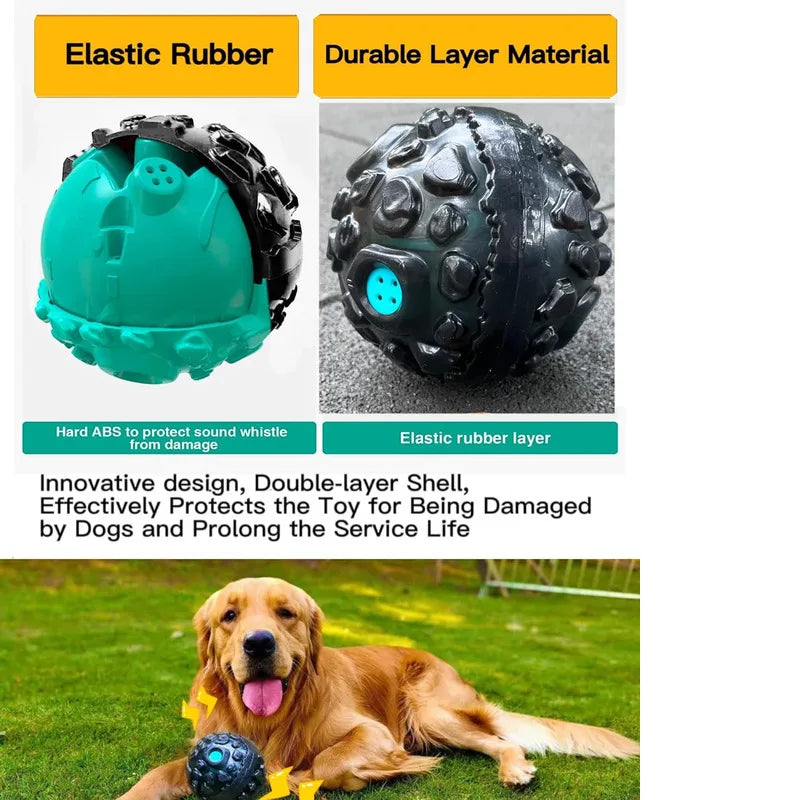 Natural Dog Chew Toy Teeth Cleaning Pet Rubber Ball Rolling Interactive Squeaky Chewer For Small Medium Larger Dog Activity Game