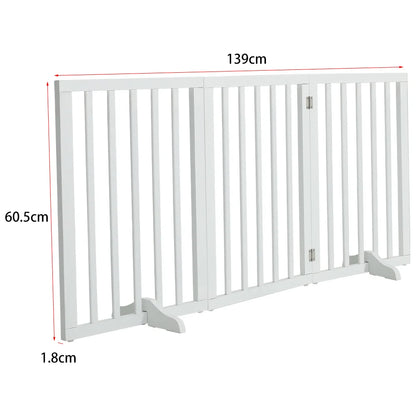 Wooden Foldable Dog Gate with Support Feet, Foldable Safety Pet Fence Freestanding Indoor Barrier for House, Doorway, Stairs, 3/4 Panels