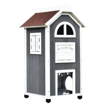 Outdoor Cat House – Weatherproof Wooden Cat Shelter with 2 Floors for Cats & Small Pets
