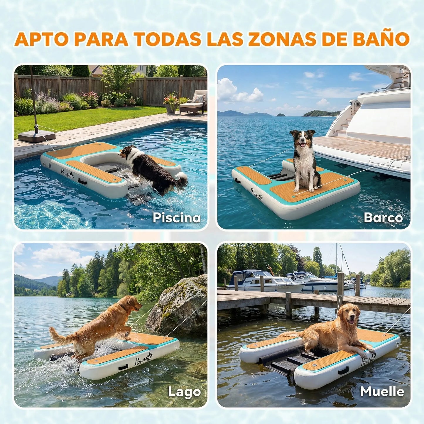 Pawhut Inflatable Water Ramp for Dogs for Pools Boats Lakes 151X102 cm with Non-Slip Eva Surface