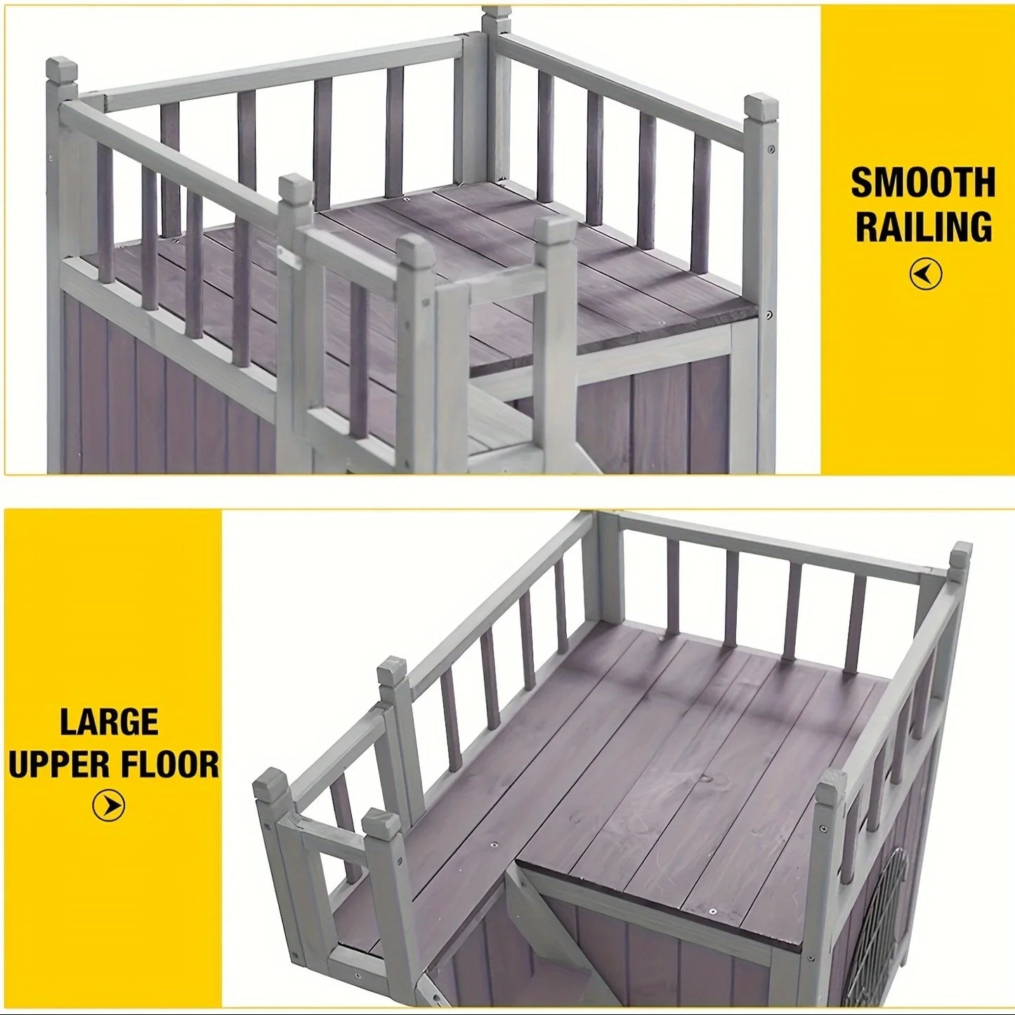 X-ZONE Wooden Dog House Outdoor And Indoor, Feral Pet Houses with Stairs for Dogs Insulated