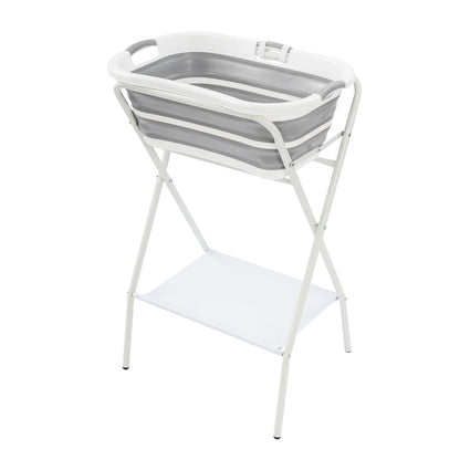 Foldable Small Pet Bathtub with Stand And Drainage Tube - Safety Belt Smooth Edge Storage Rack for Easy Cleaning And Use