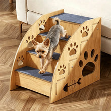 4-Step Wooden Pet Ramp - Detachable Dog Stairs - Bed & Sofa Access Ladder UK