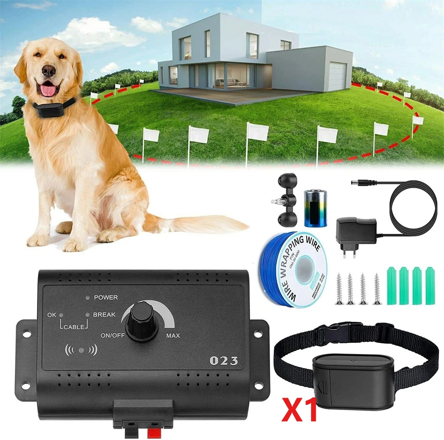 Invisible Wireless Electric Dog Fence System Outdoor Dog Training Remote Control Beep DogShock Collar Electric Pet Fence