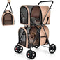 Double Pet Stroller with 2 Removable Carrying Bags, Safety Strap, 4 Lockable Wheels, Foldable Cat and Dog Stroller