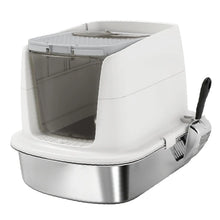 Large Stainless Steel Cat Litter Tray Metal Enclosure Cat Bed Furniture for Pet Supplies Cat Room