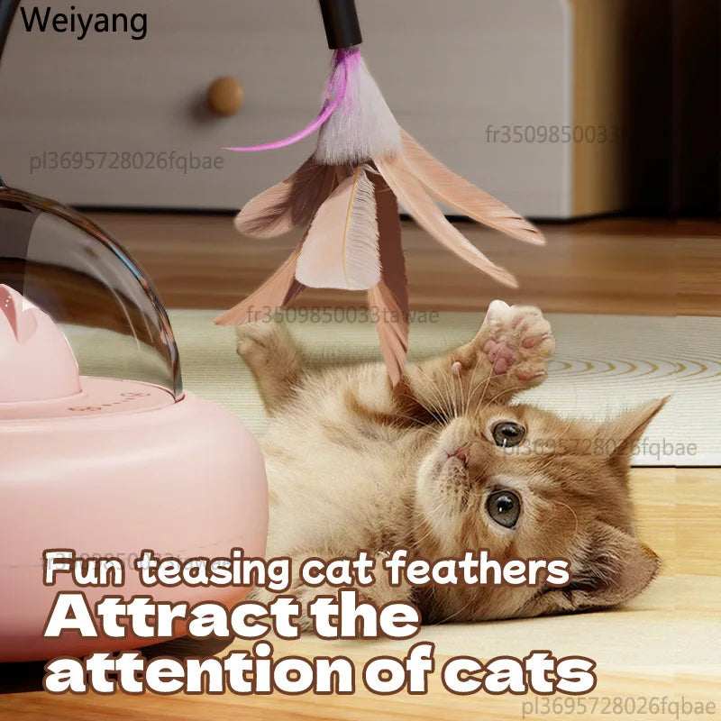 Electric UFO Cat Teaser, Smart Interactive Cat Toy, Replaceable Feather & Bell, Training Entertainment Pet Supplies