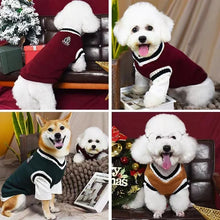 Winter Warm Pet Dog Sweater - College Style V-Neck Knitwear Vest for Small Dogs