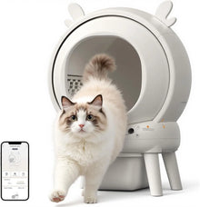 Automatic Self-Cleaning Cat Litter Box 65L – Large Smart Cat Toilet – App Control – Safety Sensors – Odor Neutralization – Leak-Proof – Ideal for Multiple Cats – Includes Trash Bag, British