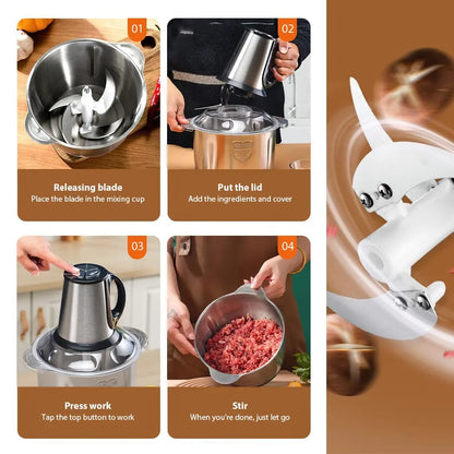 5L Electric Meat Grinders Food Crusher Stainless Steel Vegetable Slicer Processor Chopper Blenders for Home-cooked Dog Food