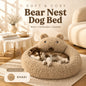 Luxury Bear Nest Pet Bed for Dogs & Cats, Super Soft Plush Calming Bed, Thick Cushion, Removable Washable Cover, Waterproof Inner Lining, Anti-Slip Bottom, Warm Cozy Sleep Bed for Small Medium Pets