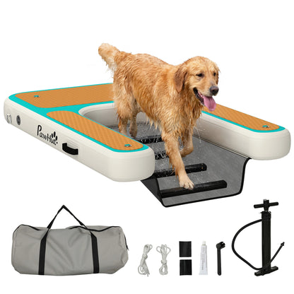 Pawhut Inflatable Water Ramp for Dogs for Pools Boats Lakes 151X102 cm with Non-Slip Eva Surface
