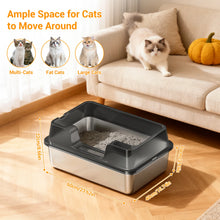 Extra Large Enclosed Stainless Steel Cat Litter Box, Metal Litter Pan for Big Cats, High Wall Sides & Non-Stick Bottom, Anti-Lea