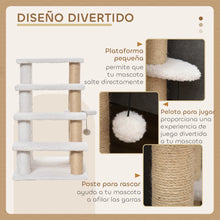 4-Level Cat Stairs - Soft Plush Sisal Scratching Post - Hanging Ball - Gray Pet Tower