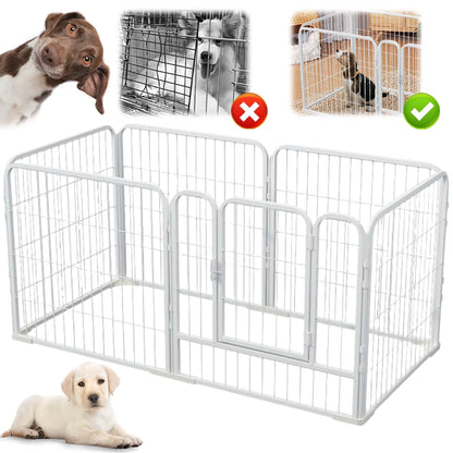 6 Panels Puppy Kennel Cage Foldable  Metal Barrier Playpen Dog Exercise Fence Pet Kennel House For Dog Cat Rabbit Pet Exercise
