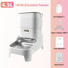 4.5L Elevated Smart Pet Feeder — 15cm Raised Stand, 1080P Camera or Key Control for Cats & Dogs