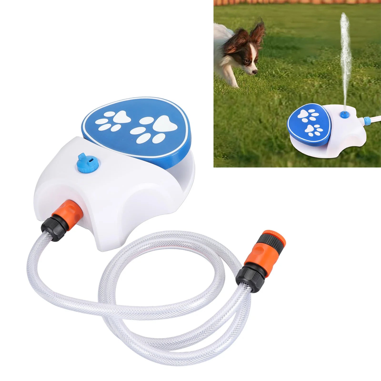 Hunde Trinkbrunnen Outdoor - Automatischer Wasserspender mit Pfotenpedal für Garten Schlauchanschluss Haustiere