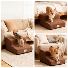 Foam Dog Stairs 3-Step - High Density Pet Ramp - Washable Cover - Non-Slip Bed Sofa Access