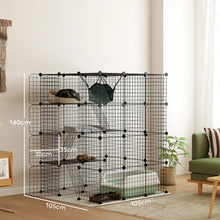 Large Indoor Cat Cage – 4-Level Cat Playpen with Platforms, Doors & Wheels, 105 × 105 × 140 cm