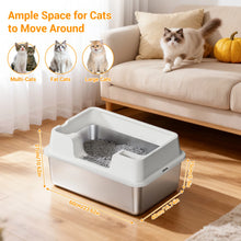 Extra Large Enclosed Stainless Steel Cat Litter Box, Metal Litter Pan for Big Cats, High Wall Sides & Non-Stick Bottom, Anti-Lea