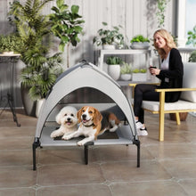 Elevated Dog Bed with Canopy – Portable Cooling Raised Pet Cot for Medium & Large Dogs, 92 × 75 × 89 cm