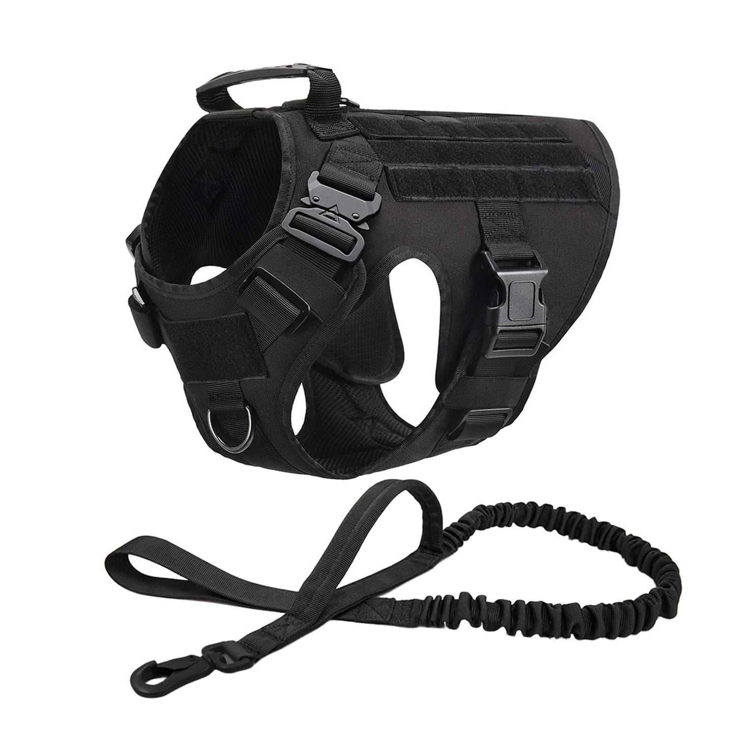 Adjustable Tactical Dog Harness Set, Military Vest with Leash for German Shepherd Golden Retriever, Training Harness All Breeds