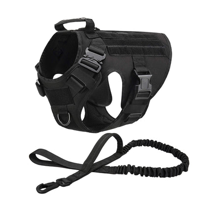Adjustable Tactical Dog Harness Set, Military Vest with Leash for German Shepherd Golden Retriever, Training Harness All Breeds