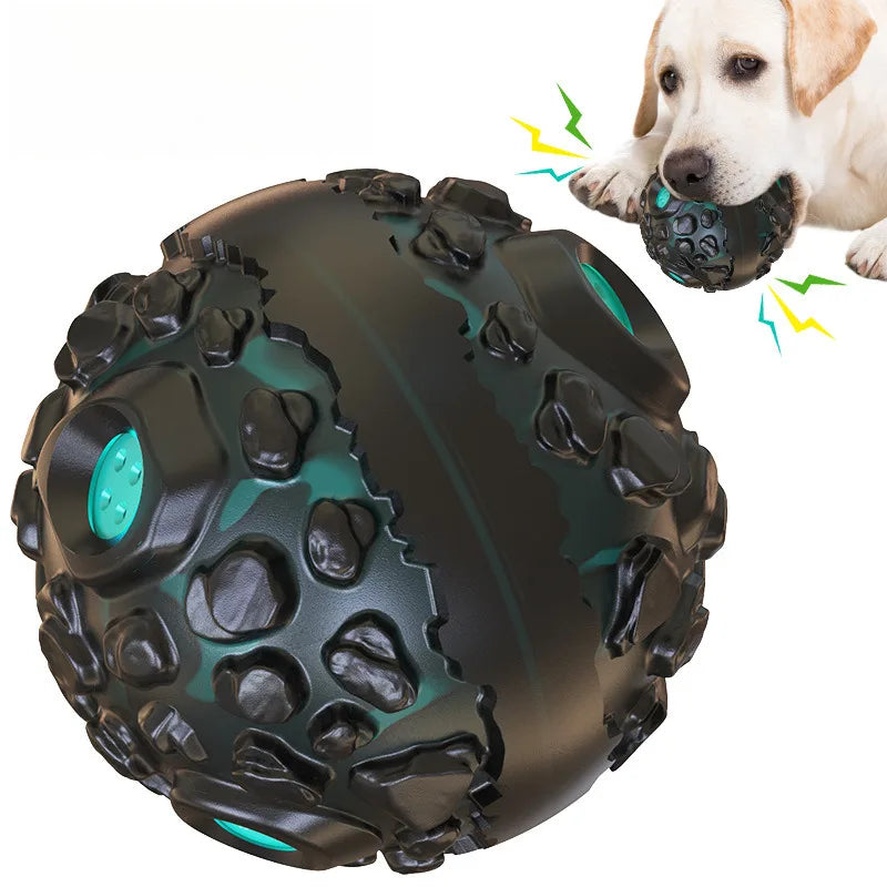 Natural Dog Chew Toy Teeth Cleaning Pet Rubber Ball Rolling Interactive Squeaky Chewer For Small Medium Larger Dog Activity Game