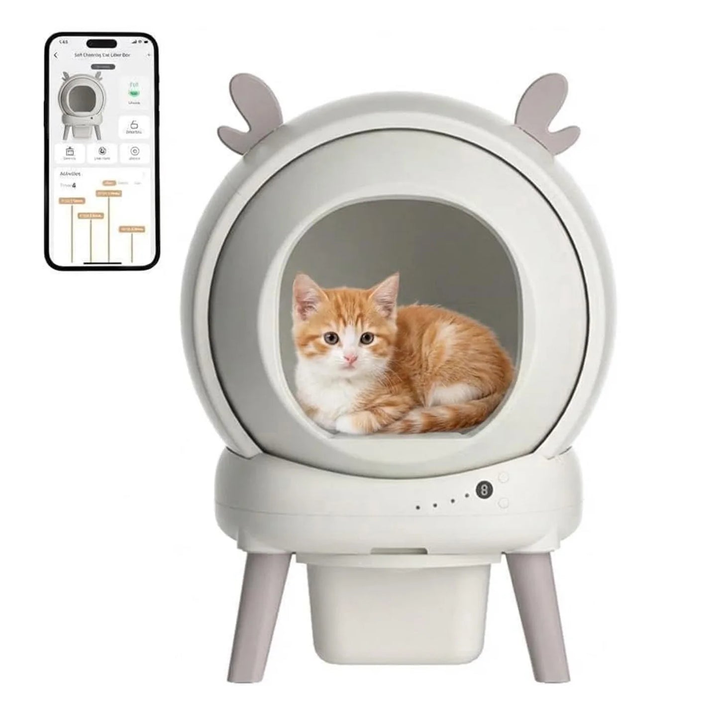 Self Cleaning Cat Litter Box 60L Large Enclosed Toilet Automatic Litter Tray with 9 Safety Sensors & App Control Cats Supplies