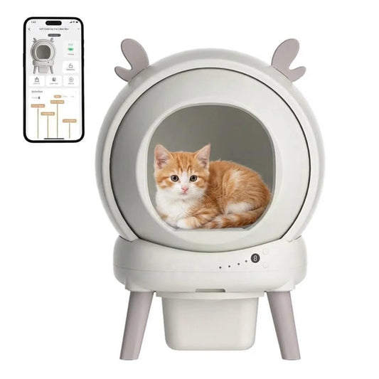 Self Cleaning Cat Litter Box 60L Large Enclosed Toilet Automatic Litter Tray with 9 Safety Sensors & App Control Cats Supplies