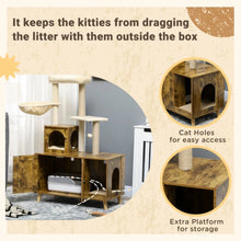 Cat Litter Box Enclosure, with Tree Tower, Cat House, Hammock, Cat litter houses are sturdy and stable, with diverse functions