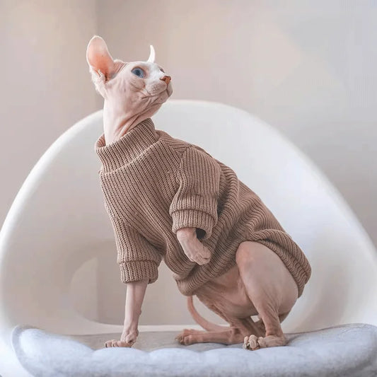 Solid Color Dog Sweater - Warm Pullover Clothes for Small Medium Dogs & Cats