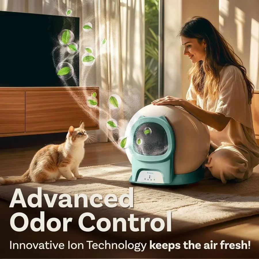 Self Cleaning Litter Box with Auto Safety Sensors for Multiple Cats Automatic Cat Litter Box SelfCleaning Covered Odor Removal