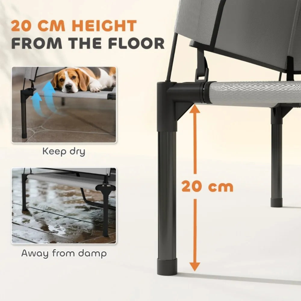 Portable Elevated Dog Bed with Removable Canopy, Cooling Raised Pet Cot for Medium Large Dogs, 92 x 75 x 89 cm