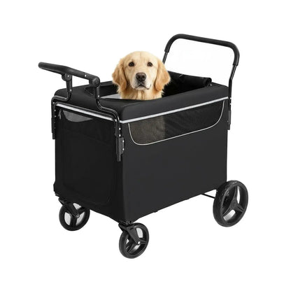 Heavy Duty Dog Pushchair Up To 50kg, Foldable Pet Stroller For Large Injured Senior Dogs, With 360° Wheels & Safety Lead