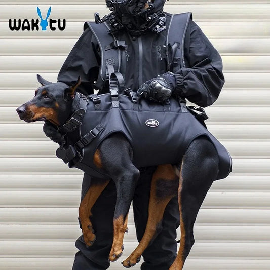 Large Dog Rescue Harness - 1680D Waterproof Breathable Pet Vest - Wear-Resistant Handle Support Bag