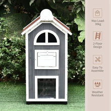 Outdoor Cat House – Weatherproof Wooden Cat Shelter with 2 Floors for Cats & Small Pets