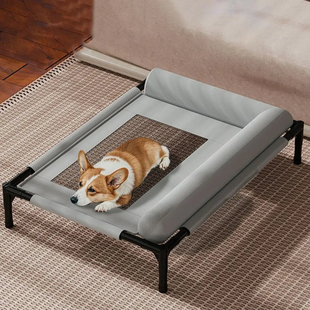 Elevated Mesh Dog Bed with Pillow – Breathable Raised Indoor & Outdoor Pet Bed