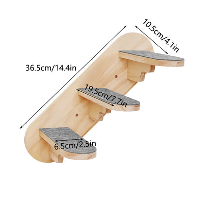 Wall Mounted Cat Climbing Wood Shelves Cat Hammock with Jumping Platform or Scratching Post for Cat Playing and Sleeping