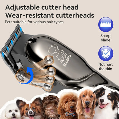 Solimpia Pet Grooming Clipper for Dogs Cats 6500RPM Heavy-Duty Motor USB Rechargeable 180Mins Runtime Low Noise