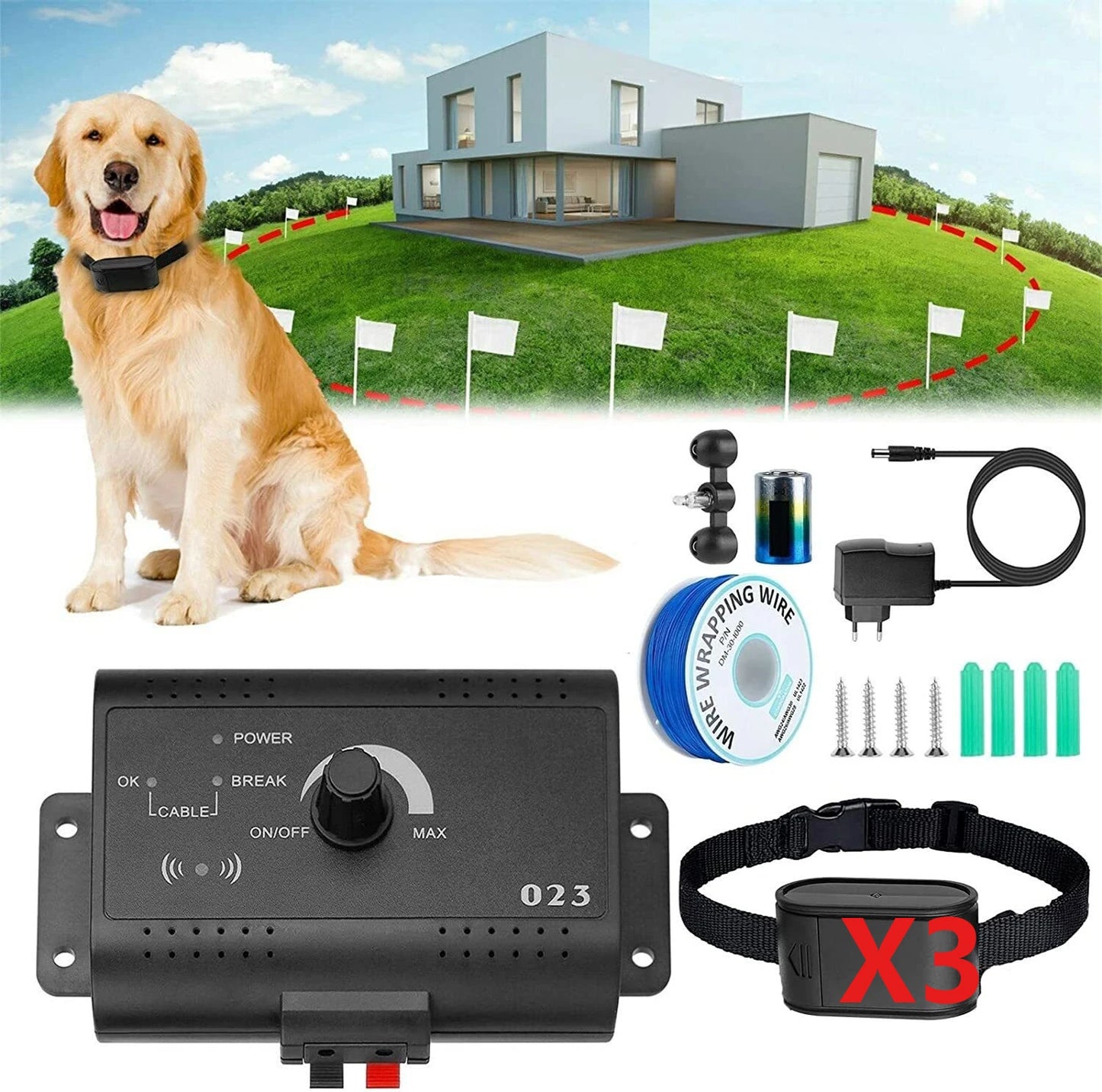 Invisible Wireless Electric Dog Fence System Outdoor Dog Training Remote Control Beep DogShock Collar Electric Pet Fence