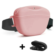 Dog Treat Pouch with Training Clicker and Enhanced Magnetic Closure, 1.67 Cup Silicone Treat Bag Fanny Pack with Adjustable Waist Belt for Pet Training and Walking (Black)
