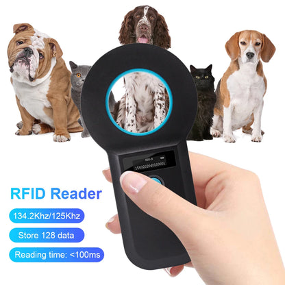 Handheld Animal RFID EMID Reader OLED Display EMID FDX-B(ISO11784/85) Pet Chip ID Scanner Pet Tag Scanner for Cat Dog Pet Animal