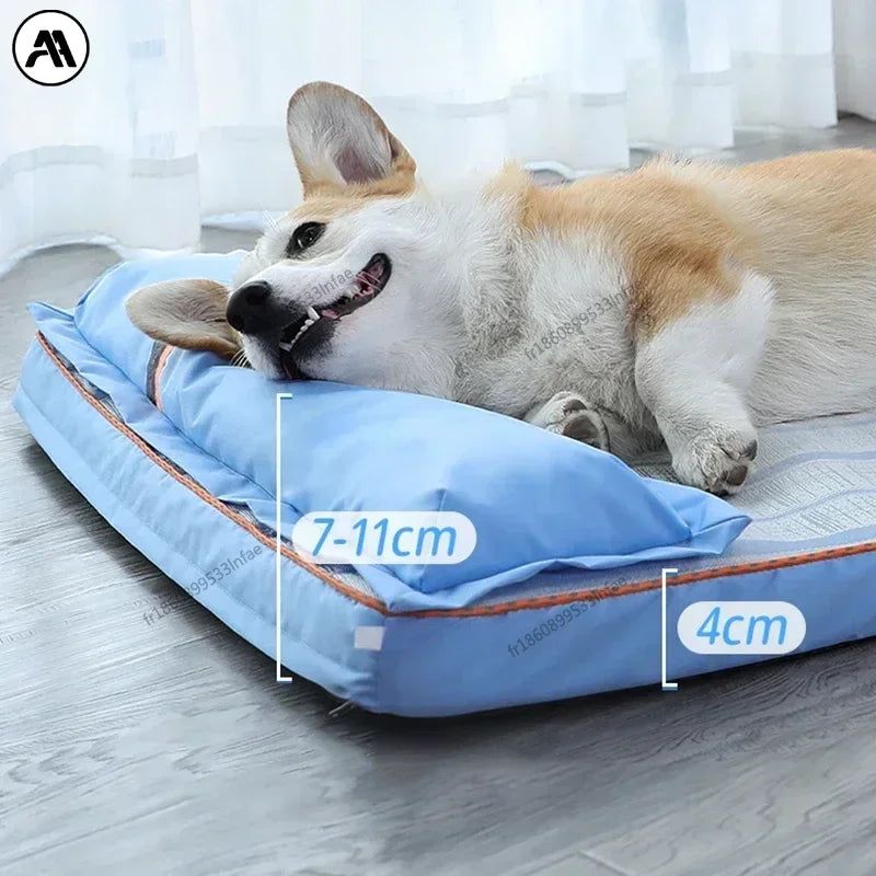 summer cooling dog bed for large medium dog puppy orthopedic memory foam mat with pillow breathable waterproof washable