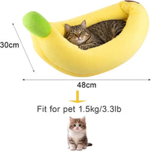 Banana-Shaped Pet Bed – Warm Washable Cat & Dog Nest for Small Pets, Detachable, Sizes S–XL