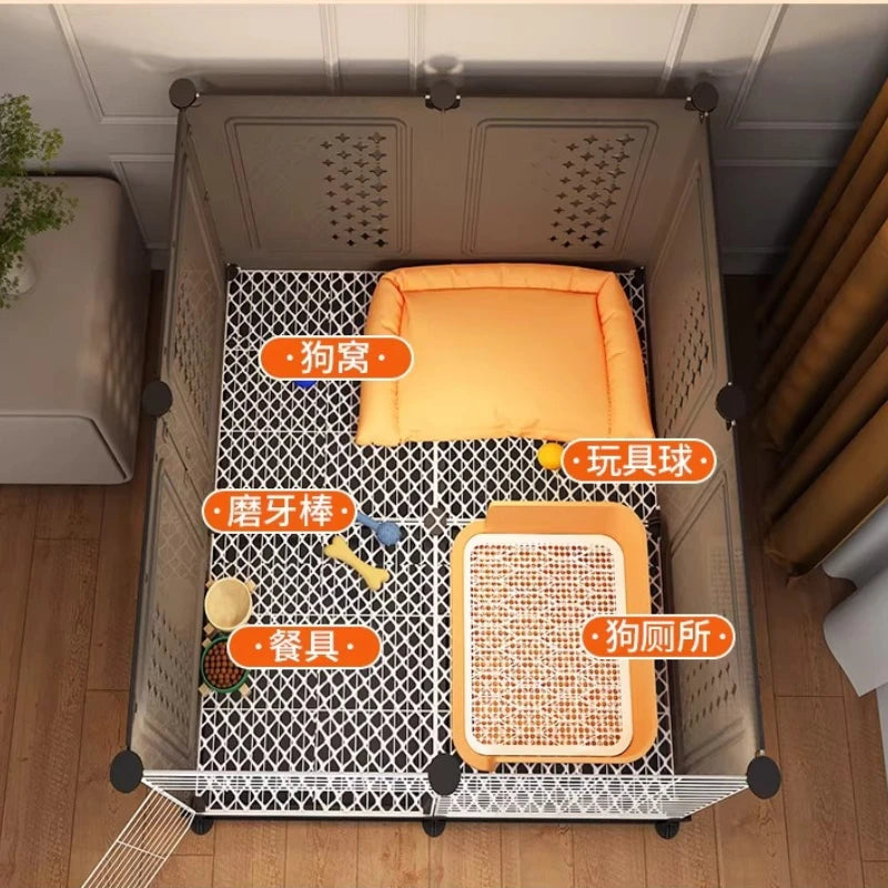 Small Medium Dog Cage for Teddy Bichon Pet House with Sleeping Area One Room One Toilet Design for Puppies Removable Tray Kennel