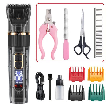 Professional 3-Speed Pet Hair Clipper | Low Noise, USB Rechargeable, for Dogs & Cats with Thick Coats | Pet Grooming Trimmer Kit