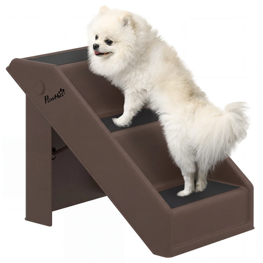 Foldable 3-Step Dog Stairs - Portable Pet Ramp - For Small Dogs & Cats - Bed & Sofa