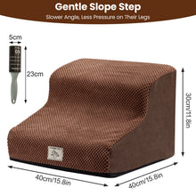 Foam Dog Stairs 3-Step - High Density Pet Ramp - Washable Cover - Non-Slip Bed Sofa Access