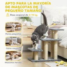 3-Step Adjustable Cat Stairs - Scratching Posts & Hanging Ball - 10kg Capacity - Gray Pet Tower